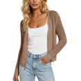 thumbnail image 2 of VJGBEGW Womens Fashion Cardigan Casucal Tie Front Shrugs Sweaters Tops Long Sleeve Knit Cropped Cardigans Tops Brown XXL, 2 of 7