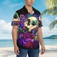 thumbnail image 5 of JUNZAN Mushrooms and Skull Pattern Hawaiian Shirt for Men,Summer Beach Casual Short Sleeve Button Down Shirts-Medium, 5 of 9