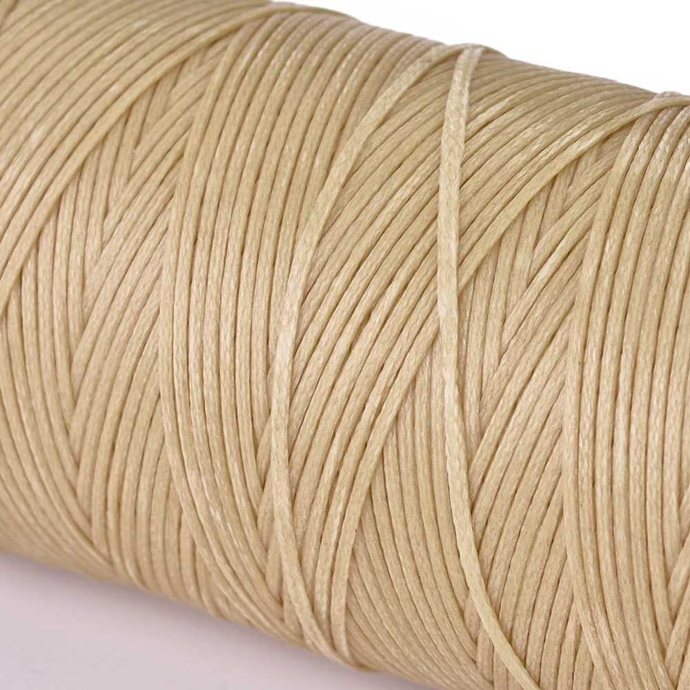 3Roll Waxed Polyester Cord Micro Macrame Cord Waxed Sewing Thread Flat Tan 0.8mm about 284.33 yards(260m)/roll