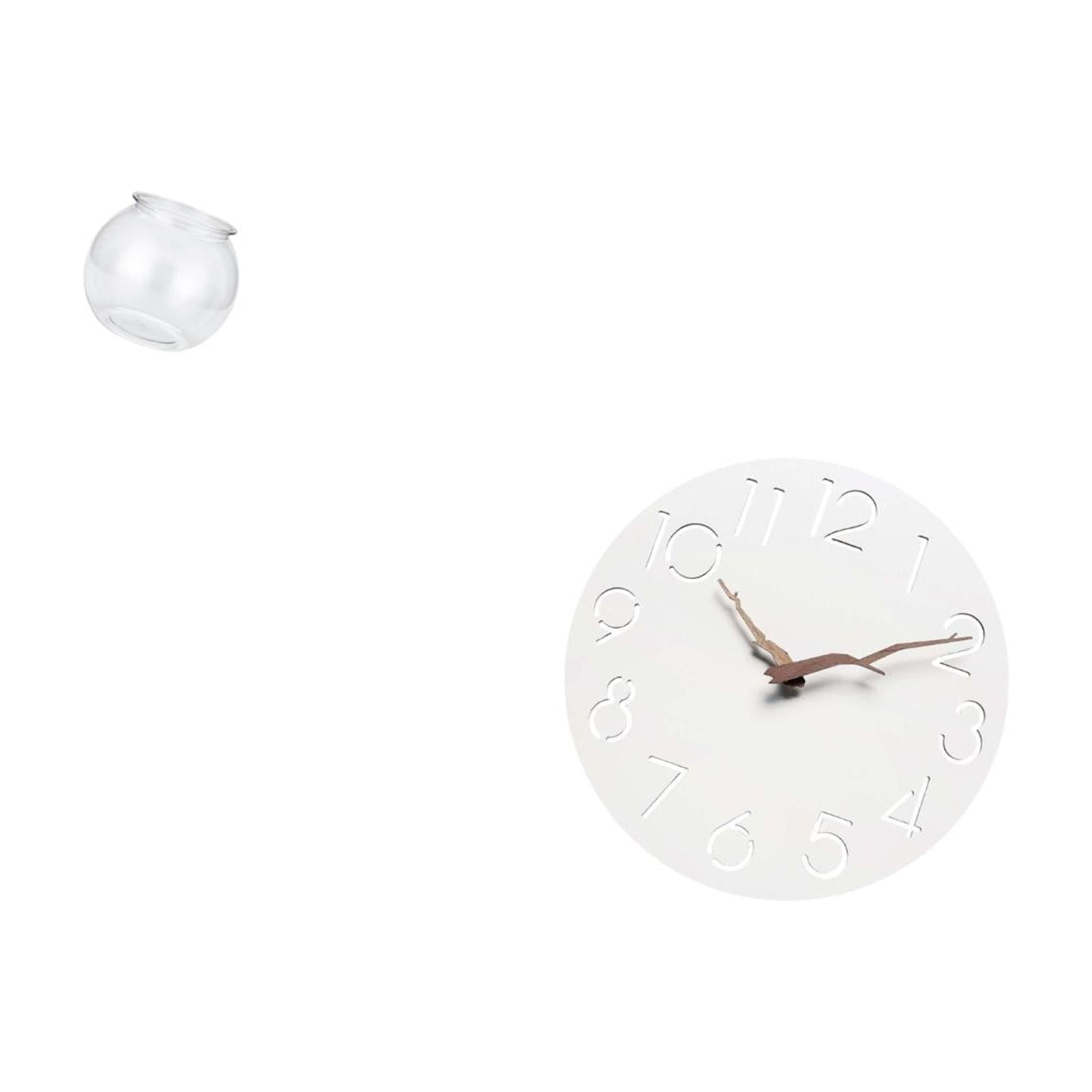 CarpNettore Transparent Small Fish Tank for Small Fish Round Ornament Aquarium Fish Bowl Vase Table Office Home Plants Wall Clock Hanging Easy to Read Silent Art Decorative Kitchen Study Room