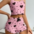 thumbnail image 3 of Womens Heart Print Halter Camisole & Shorts Set - Casual Lounge Sleepwear, 3 of 8
