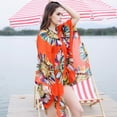 thumbnail image 2 of Blusas de playa de chifón para mujer Kimono Cardigan largo Bikini cubrir rojo Yuyangstore Cárdigan tipo kimono de playa, 2 of 6