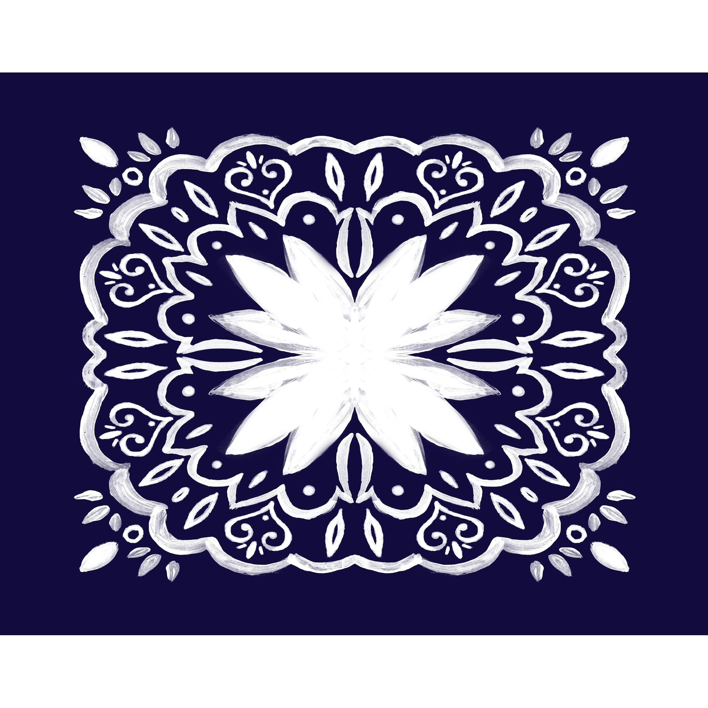 Simply Daisy, 18 x 14 inch, Cuban Tile 1, Geometric Print Placemat (Set of 4), Navy Blue