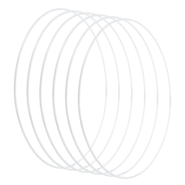 Unique Bargains 16 Inch Round Dream Catcher Rings, 6 Pcs Metal Christmas Macrame Wreath Floral Ring Hoop, White