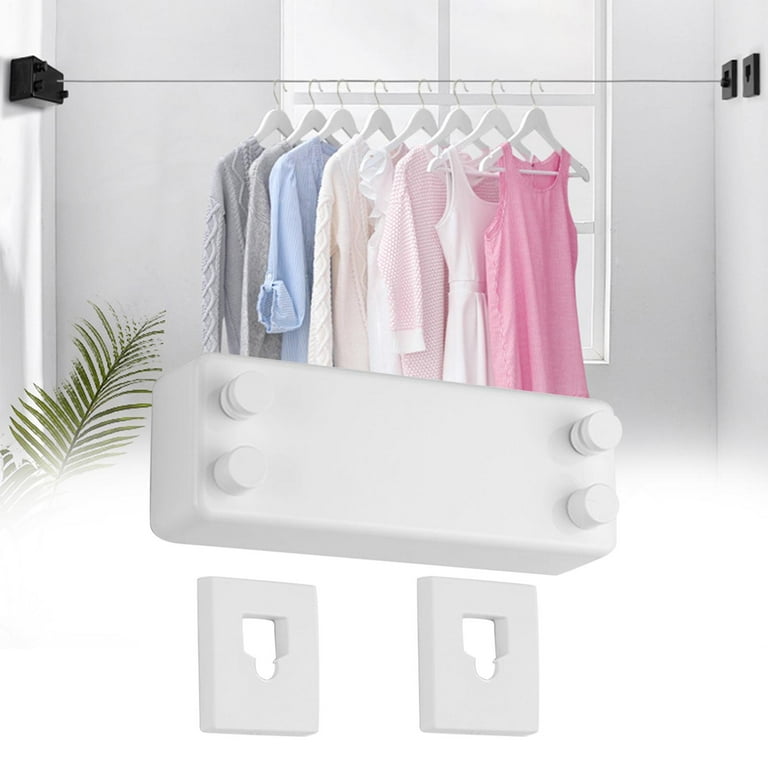 Heavy Duty Washing Line Clothes Line Clothes Drying Rack Wall Mounted Retractable Clothesline for Balcony Shower Room Travel Drying Clothes White