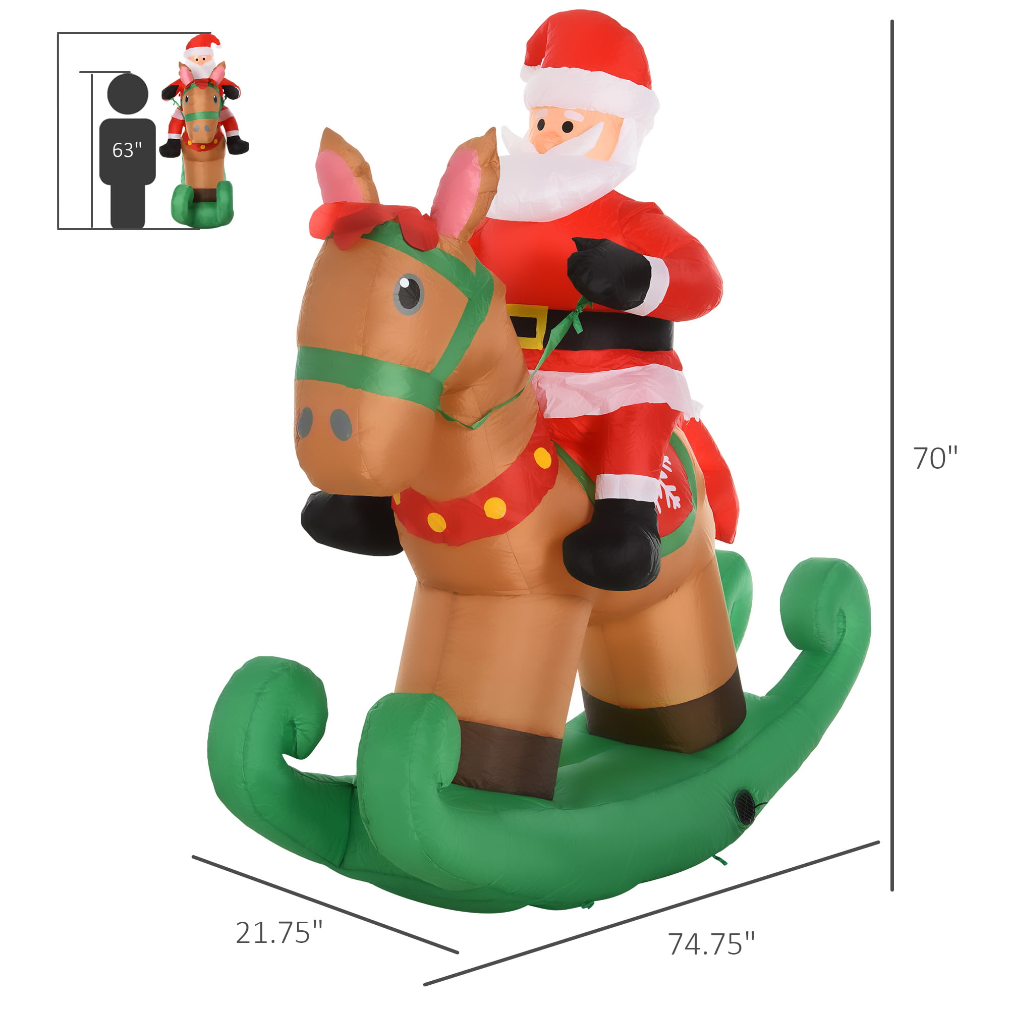 NEW,6 FT Airblown Inflatable Santa Claus Christmas Decoration with Inside Lights 
