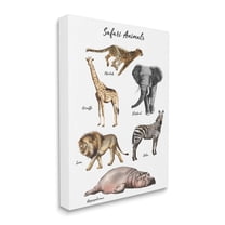 Stupell Industries Safari Animal Chart Playful Watercolor Illustrations Canvas Wall Art, 16 x 20, Design by Ziwei Li