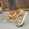 thumbnail image 5 of Dakaela Women's Hollow out Casual Sandals Platform Wedge Walking Shoes Thick Slip on Sneakers Gold 6, 5 of 8