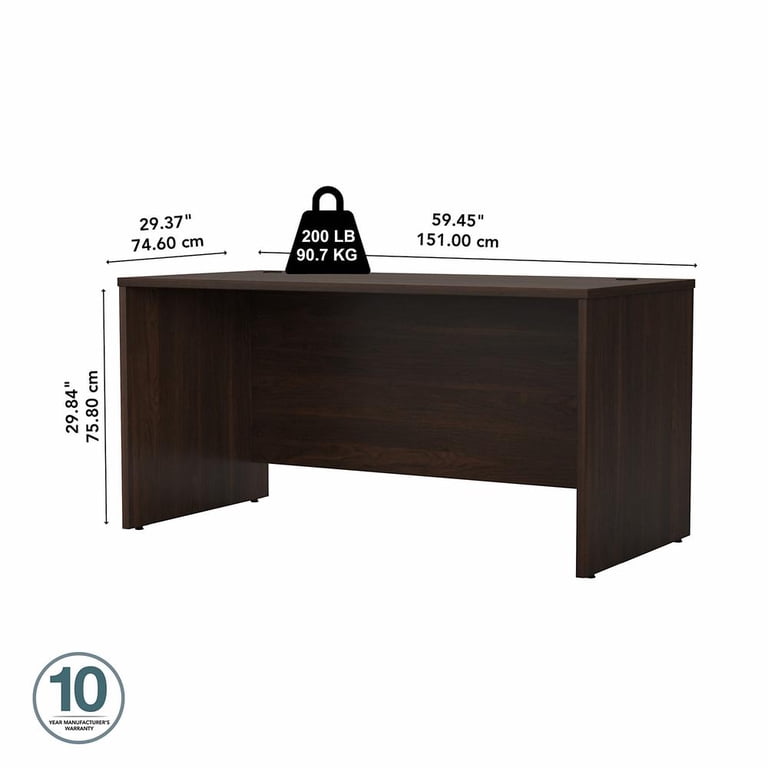 Bush Business Furniture Studio C Desk – 60”W X 30”D, Modern Hickory Finish, Cable Management, 10-Year Warranty