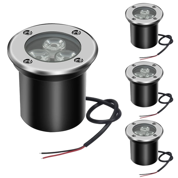 3 uds luces empotradas de bajo voltaje luz LED para pozo luz de paisaje 3W 12V 24V impermeable IP67 luces de camino al aire libre (blanco frío)