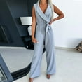 thumbnail image 2 of Fashion Plus Size Jumpsuits for Women with Sleeves Summer Printed Jumpsuit, Comfortable And Casual New Product, Lapel Tie Up Straight High Waisted Pants Clearance Under 5$!, 2 of 6