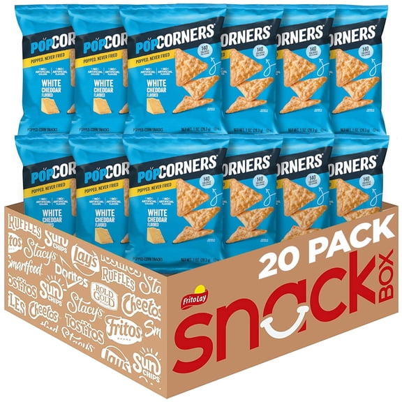 PopCorners Popped Corn Snacks, White Cheddar, 1 Ounce (pack of 20)