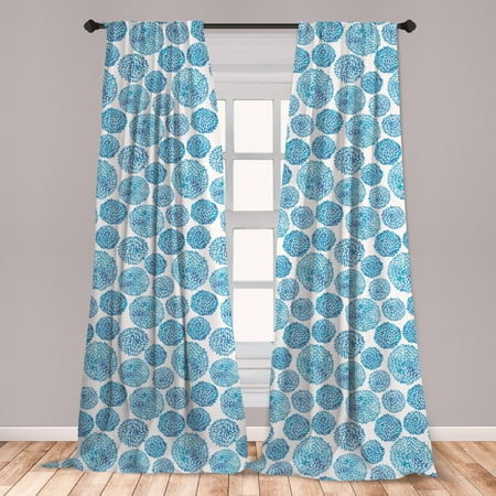 Curtain Color For Sky Blue Wall Watercolor Curtains 2 Panels Set, Japanese Flower Circle Petal Pattern Spring Inspired Hand Drawn Eastern, Window Drapes for Living Room Bedroom, Sky Blue, by Ambesonne ()