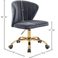 thumbnail image 2 of Pemberly Row Chaise de Bureau Pivotante Réglable en Velours Gris et Or, 2 of 6