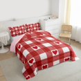 thumbnail image 3 of Castle Fairy Love Heart Couple 3 Pieces Queen Comforter Set for Teens Adults,Red White Ultra Soft Bedding Sets,Geometric Plaid Bedding Comforter Set Breathable,Lightweight Room Decor,Reversible, 3 of 8