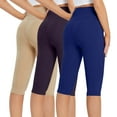 JWZUY 3PC Women's Knee Length Leggings High Waisted Yoga Workout