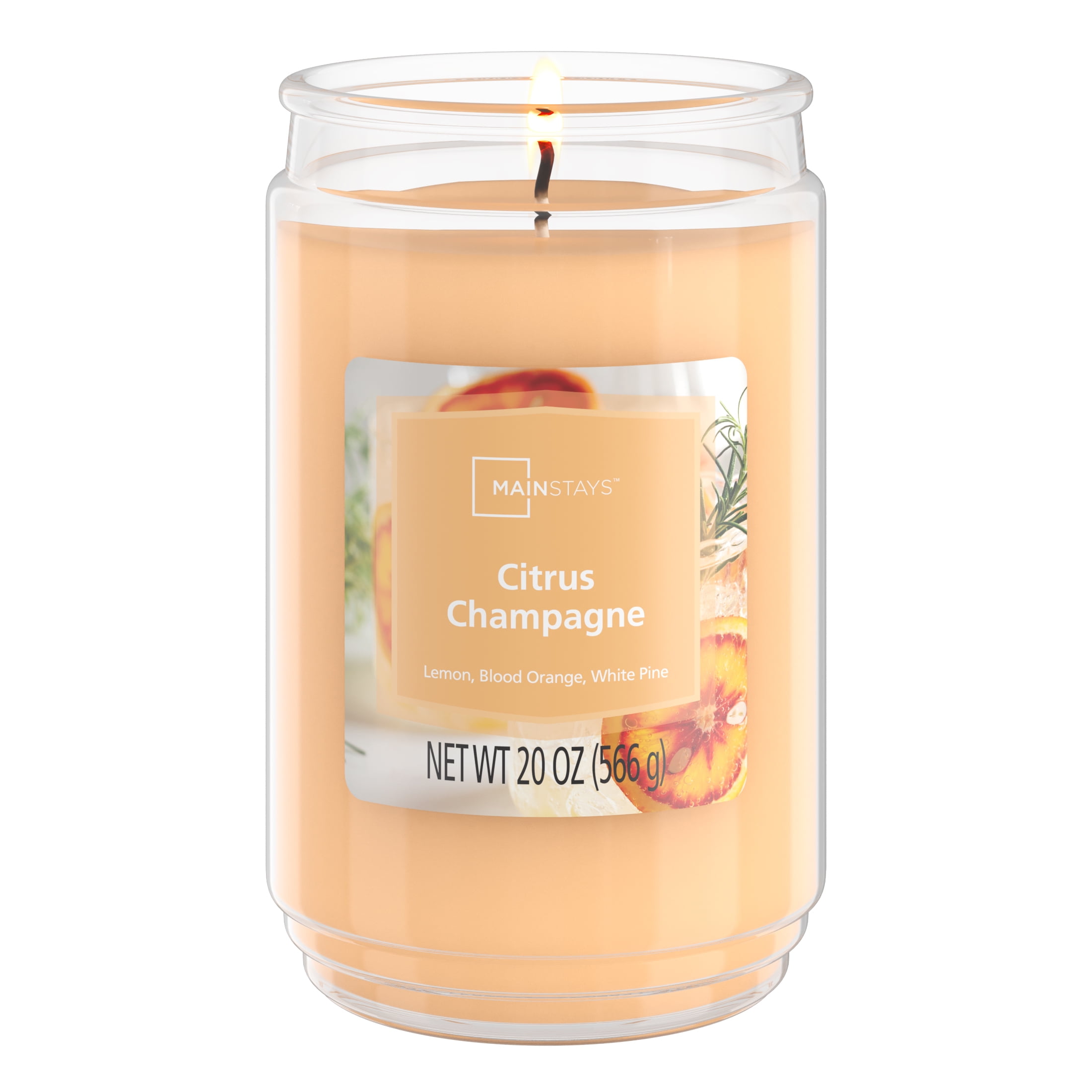 Mainstays 3-Wick Scented Glass Jar Candle, Citrus Champagne, 20oz.