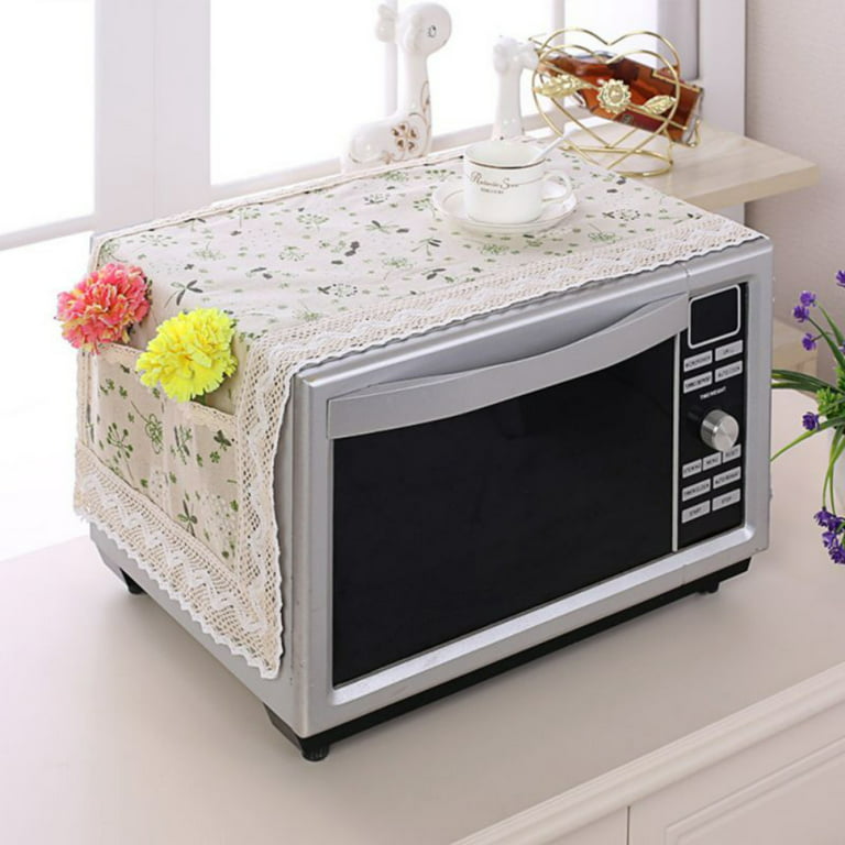 Microwave Oven Cover Dustproof Cotton Machine Protector Decorative Kitchen  Appliance Cover with Side Storage Pockets 13.7x39.3inches