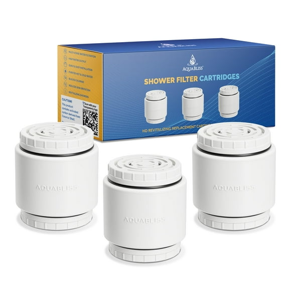 AquaBliss HD Revitalizing Shower Filter Replacement Cartridge For SF400 & SF500-2x Vitamin C + Minerals for Silky Hair, Glowing Skin, Strong Nails. 3-