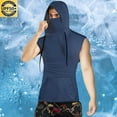 thumbnail image 2 of RYDCOT Men's Sleeveless Mesh Hoodie Shirts with Face Mask Athletic Workout Hooded Tank Tops Gym Muscle Cut off T Shirt Vest with Pocket Navy, 2 of 8