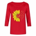 thumbnail image 5 of Ailaofu Women's Summer Sunflower T Shirt Cute Flower Graphic Loose Tees Crew Neck 3/4 Sleeve Casual Tops, 5 of 5
