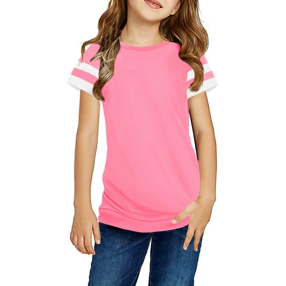 Sherrylily Girls Casual Short Sleeve T Shirts Kids Loose Tunic Tops Size 4-15