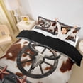 thumbnail image 3 of jejeloiu Western Bull Skull Queen Duvet Cover Set For Kids,Rustic Cowhide Retro Texas Stars Print Bedding For Boys,Reversible,3pcs(No Comforter), 3 of 6