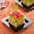 thumbnail image 3 of 2.75 Inch x 2.75 Inch Mini Plastic Plates, 100 Raised Edge Dessert Plates - Mini, Disposable, Black Plastic Square Plates, For Appetizers, Desserts, Or Samples, For Parties Or Events - Restaurantware, 3 of 4