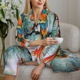 thumbnail image 6 of Uemuo Colorful Birds Pine Branch Pattern Womens Pajama Sets,PJ Set for Women,Pajamas for Women Logo,Long Sleeve Pajama Set for Women,Soft Long Sleeve Top With Pants-Large, 6 of 9