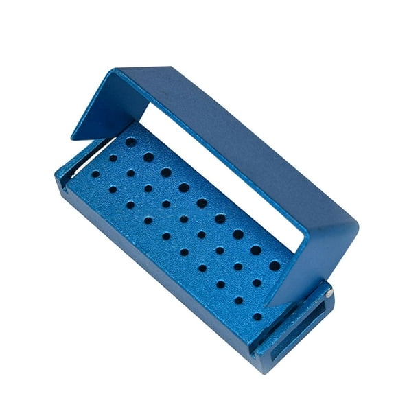 Soporte para fresas, bloque para fresas, caja de apertura resistente, duradera y reutilizable, esterilizables en autoclave Azul