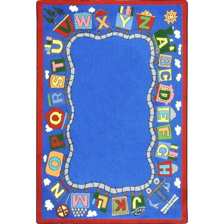 Joy Carpets 1429DD-01 Kid Essentials Reading Train Language & Literacy Oval Rugs 01 Multi Color - 7 ft. 8 in. x 10 ft. 9 in.