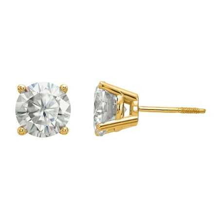 Radiant Fire® Certified Lab Grown 1 1/2 Ct Round Diamond Stud Earrings, SI1/SI2 clarity, G H I color, in 14K Yellow