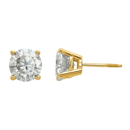 Radiant Fire® Certified Lab Grown 1 1/2 Ct Round Diamond Stud Earrings, SI1/SI2 clarity, G H I color, in 14K Yellow (Best Lab Grown Diamonds)