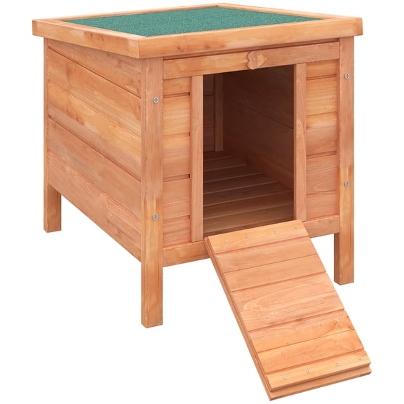 Small Wooden Rabbit Hutch Bunny Cage Guinea Pig Cage Duck House Dog House with Openable & Waterproof Roof, Natural