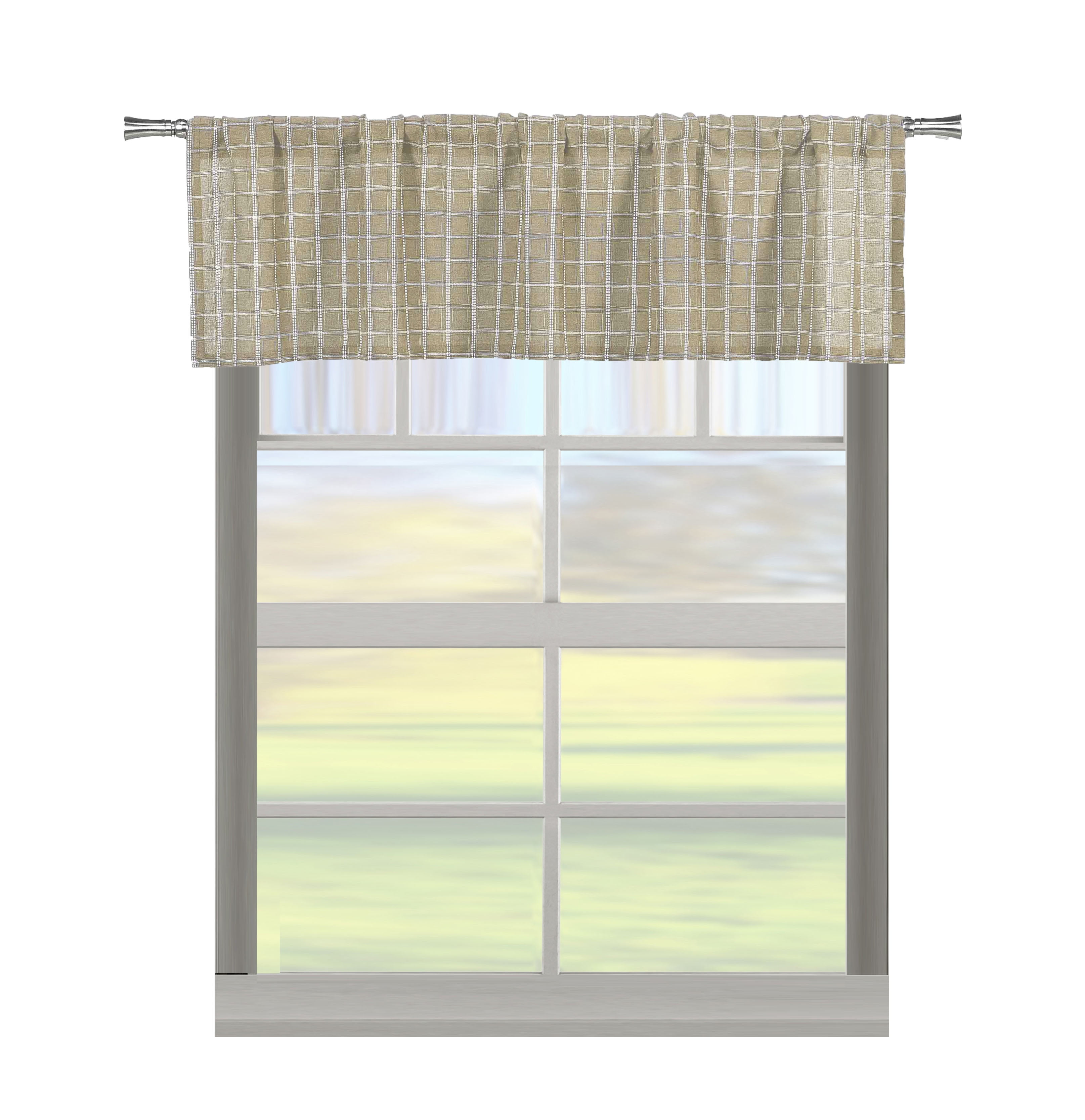 Natural Cotton Blend Taupe Beige and Linen Kitchen Window Curtain