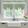 thumbnail image 5 of Dark Sage Green Tie Up Curtains for Kitchen Windows,Adjustable Rod Pocket Valance 45 Inch Short, Farmhouse Sage Green White Striped Window Treatment Balloon Roman Blind Shade, 42" x 45", 5 of 9