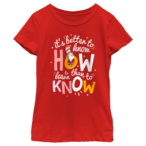 Girl's Dr. Seuss Cat in the Hat It's Better to Know Quote  Graphic T-Shirt