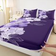 thumbnail image 3 of Manfei Purple Flower Twin Sheet Sets,Country Floral Twin Fitted Sheet,Plant Aesthert Artwork Flat Sheet For Girls Kids,Breathable Home Decor,3 Pieces, 3 of 7