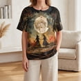 thumbnail image 5 of JULMCOMO Halloween Shirts for Women Cotton Linen Funny Witch Pumpkin Ghost Print Henley Trendy Tunic Tops Holiday Costume Graphic Tees Gray L, 5 of 9
