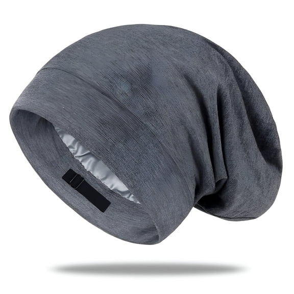 OQRKI 2026 New Mulberry Silk Bonnet for Women, Unisex Adjustable Sleep Cap, Real Silk Hair Wrap for Sleep, Night, Home, Travel Pearl Grey