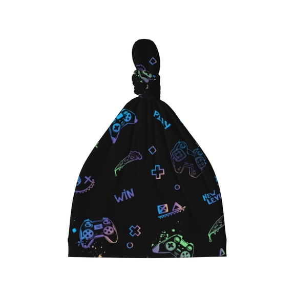 Naloa Gamepads Baby Newborn Hats, Infant Knotted Baby Hat, Beanie Top Knot Caps for Baby Boys Girls