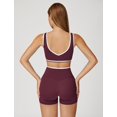 thumbnail image 3 of PISONIC Two Piece Workout Sets for Women Color Block Sports Bra and Scrunch Butt Lifting Shorts Gym Yoga Active Wear Outfits, 3 of 7