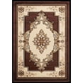 thumbnail image 3 of Glamour Thick Plush Oriental Area Rug Traditional Carpet Floral Medallion Design-206 (5'3"x5'3" Round,Brown), 3 of 6