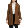 thumbnail image 1 of Unique Bargains Manteau pour Femmes, Col Cranté Boutonnage Simple Manteau d'Hiver Marron L, 1 of 6