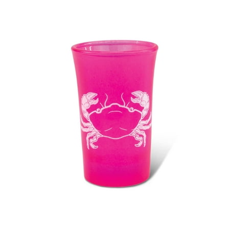 

Puzzled Crab Pink Neon Shot Glass 1.28 Oz Quality Glassware for Bar Collection Novelty Liquor / Spirits Drinking Glass - Marine Life Beach Animal Nautical Theme