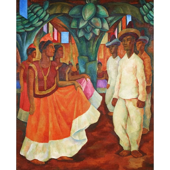 Baile en Tehuantepec (1928) Diego Rivera - CANVAS OR PRINT WALL ART