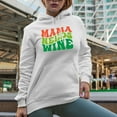 thumbnail image 2 of Mama Needs Wine, Groovy Retro Wavy Text Merch Gift, White Hooded Sweatshirt or Hoodie, Large, 2 of 5