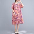 thumbnail image 2 of Vestido suelto para mujer Vestido bohemio con estampado floral con bolsillos Manga corta Cuello Abanopi  Vestido, 2 of 3