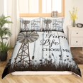 thumbnail image 2 of Farmhouse Windmill Duvet Cover King, Vintage Rustic Windmill Comforter Cover Farmhouse Gifts For Women, Botanical Leaves Butterfly Bedding Set Retro Barn Door Wooden Quilt Cover, 2 Pillow Cases, 2 of 5