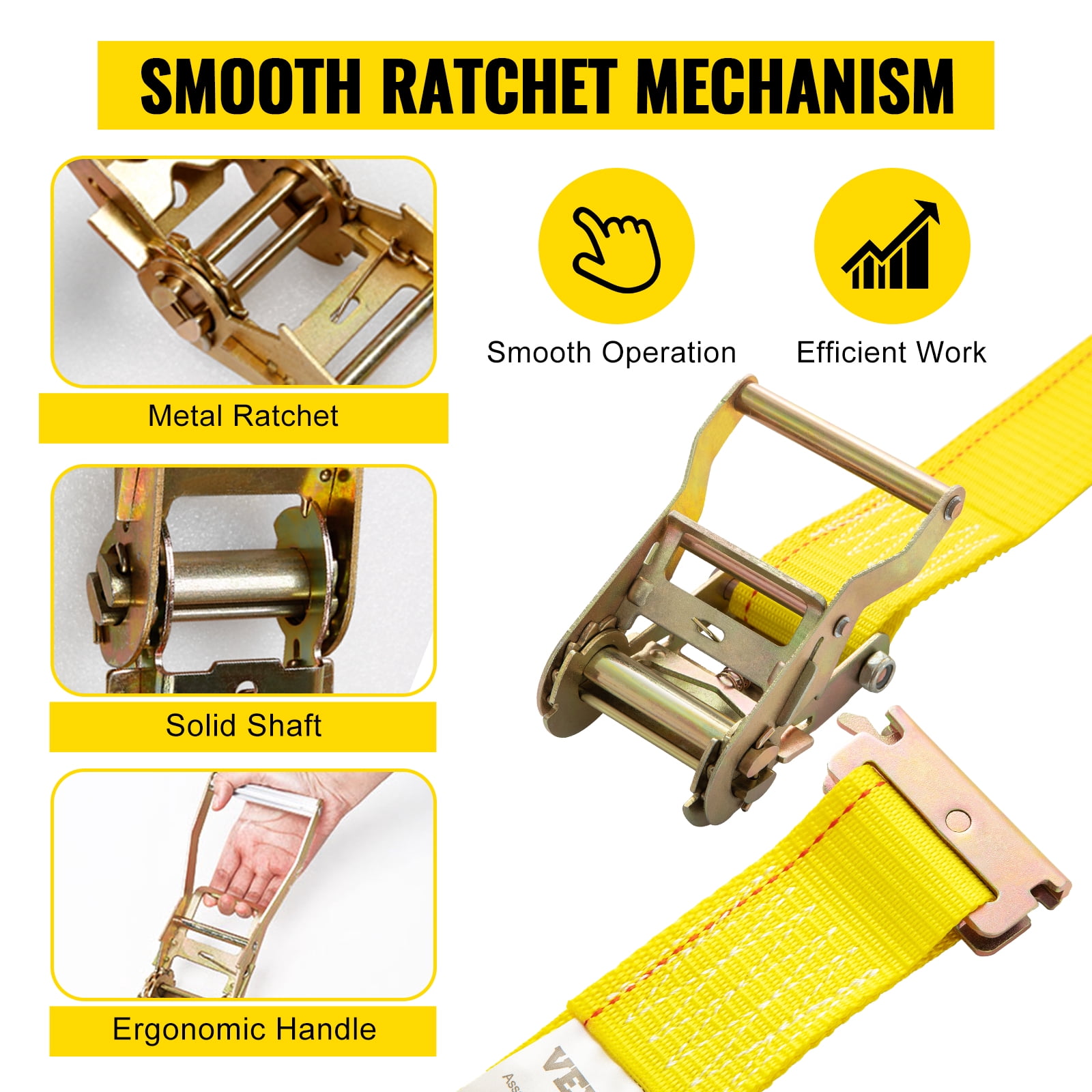 BENTISM E-Track Ratchet Straps 10-Pack 12' Tie-Down Kit Cargo Van Truck Trailer